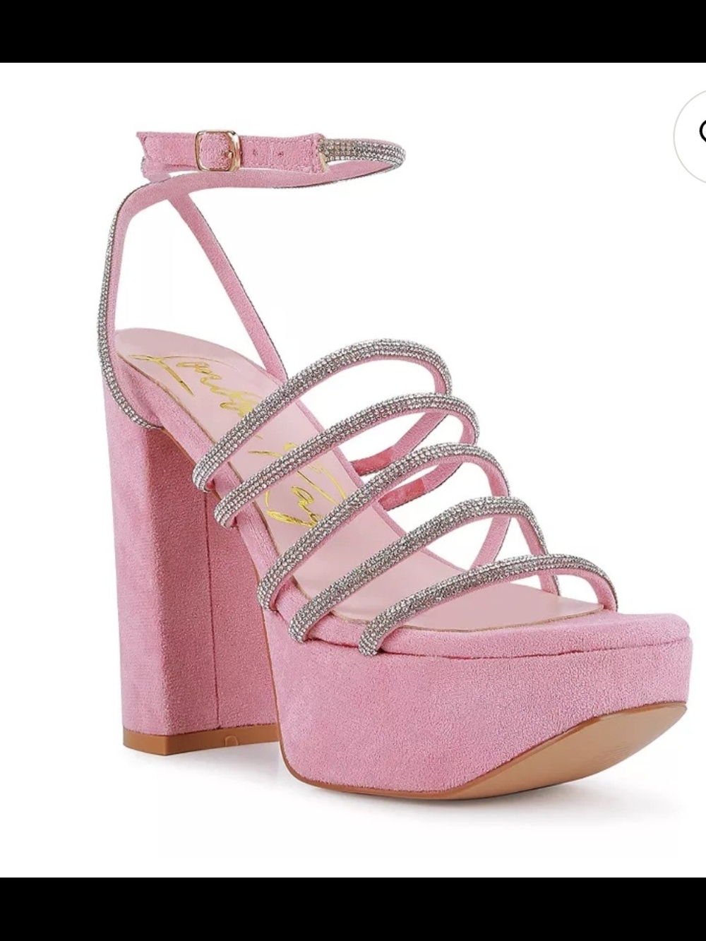 London Rag Pink Strappy Platform Block Heel Sandal - Picture 1 of 10